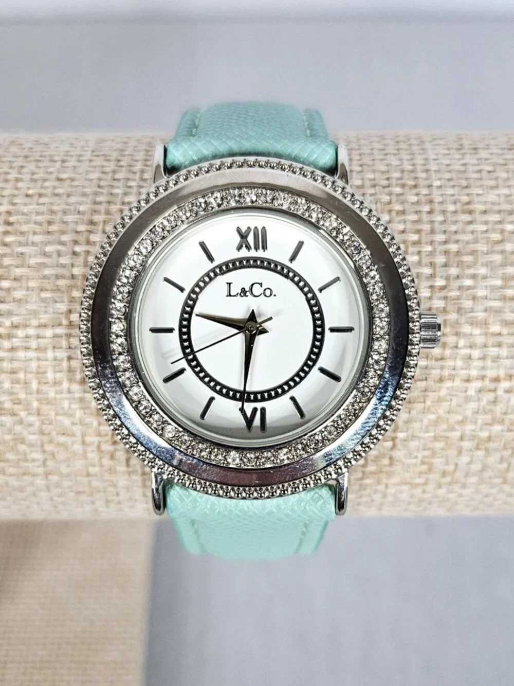 L & Co. Rhinestone Watch | Seafoam Green | Silver Tone